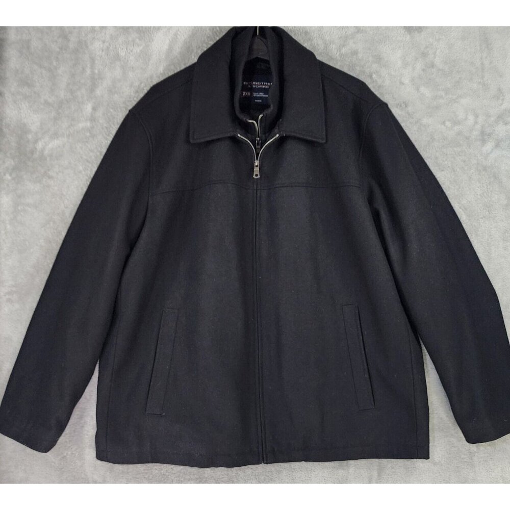 Roundtree & Yorke Jacket Mens 2XB Black Double Full Zip Long Sleeve Overcoat